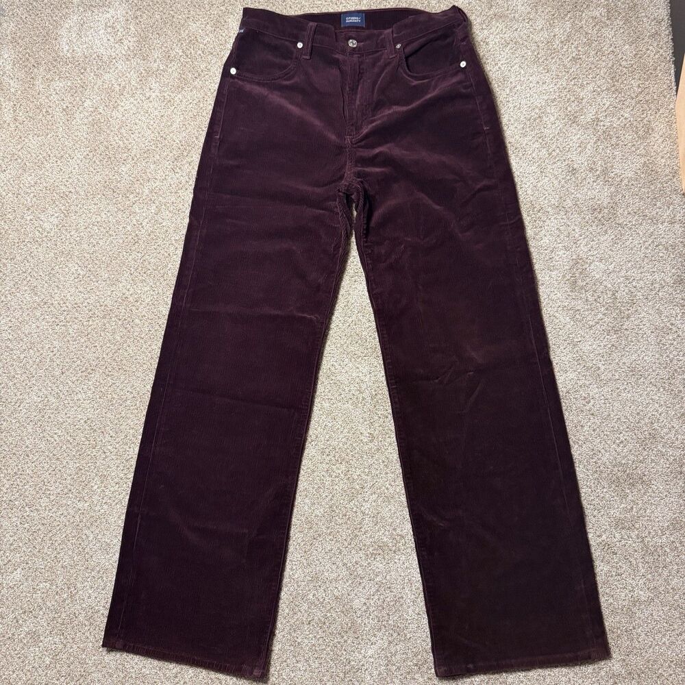 Citizens of Humanity Annina High Rise Wide Leg Corduroy Pants Burgundy Size 29